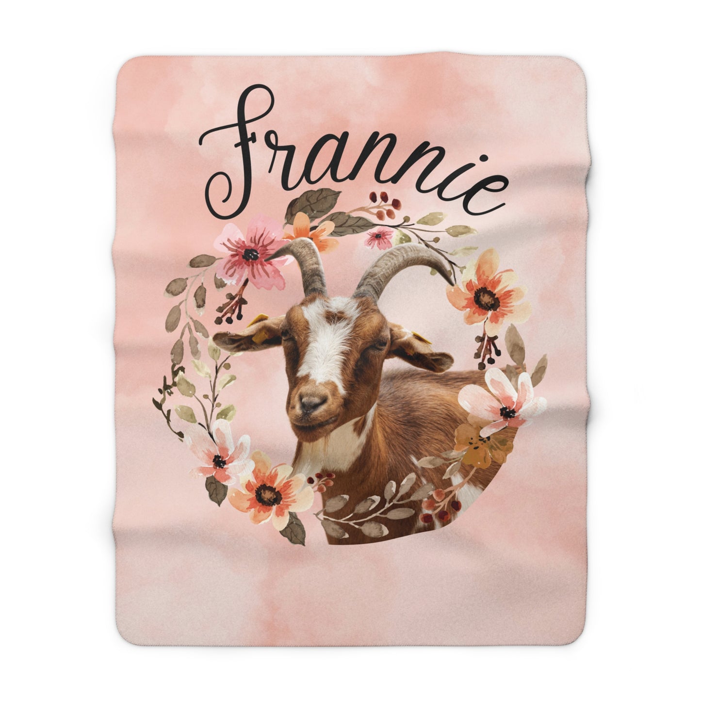 Sherpa Fleece Blanket Personalized Vintage Floral Frame Animal Photo Name