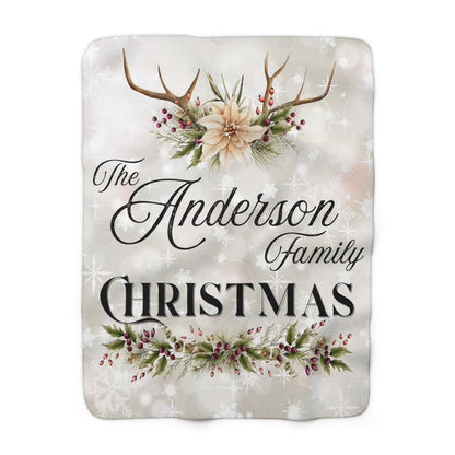 Sherpa Fleece Blanket - Rustic Family Christmas Holiday