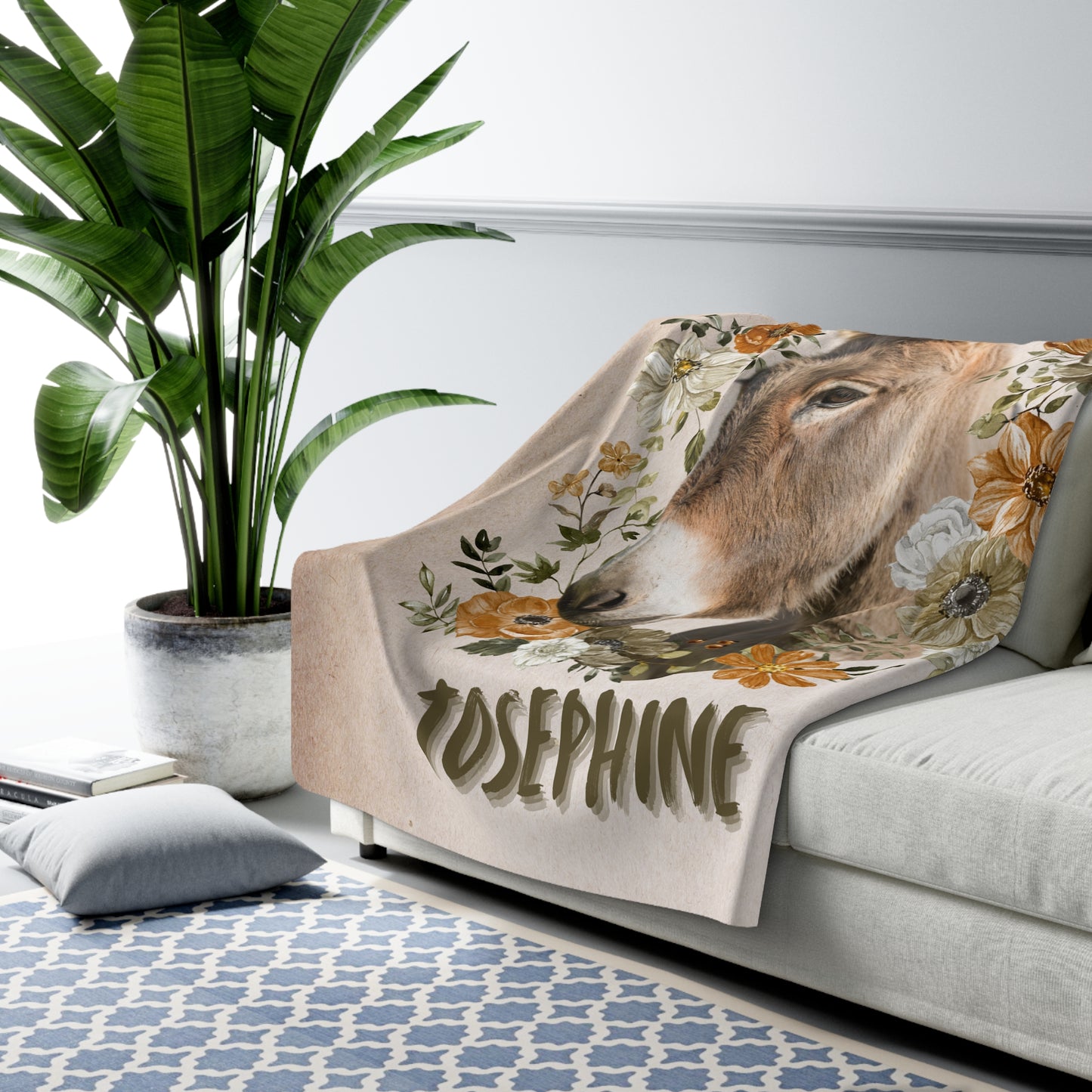 Personalized Animal Photo and Name Rustic Throw