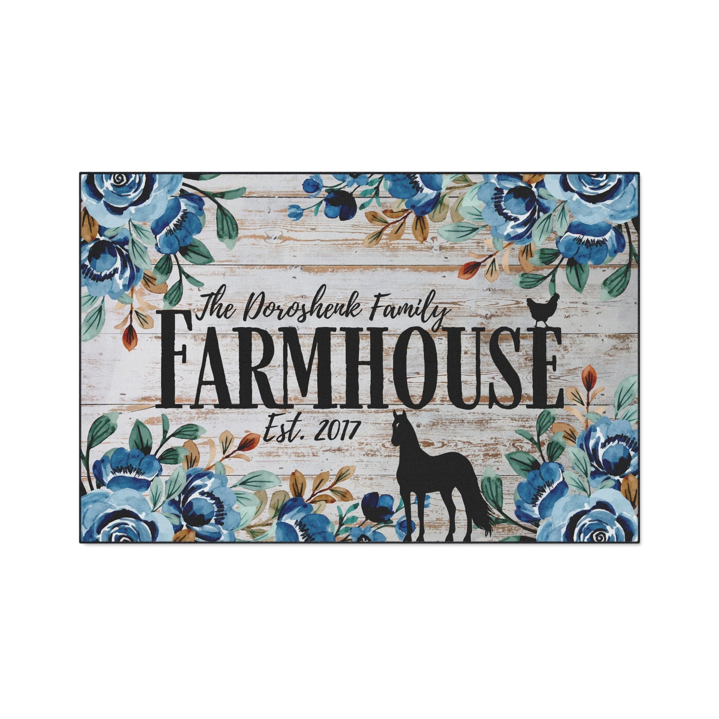 Blue Floral Farmhouse Rug