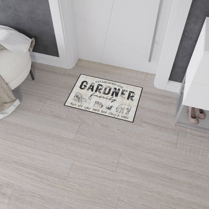 Entry Floor Mat - Rustic Plaid with Family Name and Farm Animals