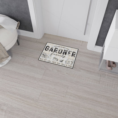 Entry Floor Mat - Rustic Plaid with Family Name and Farm Animals