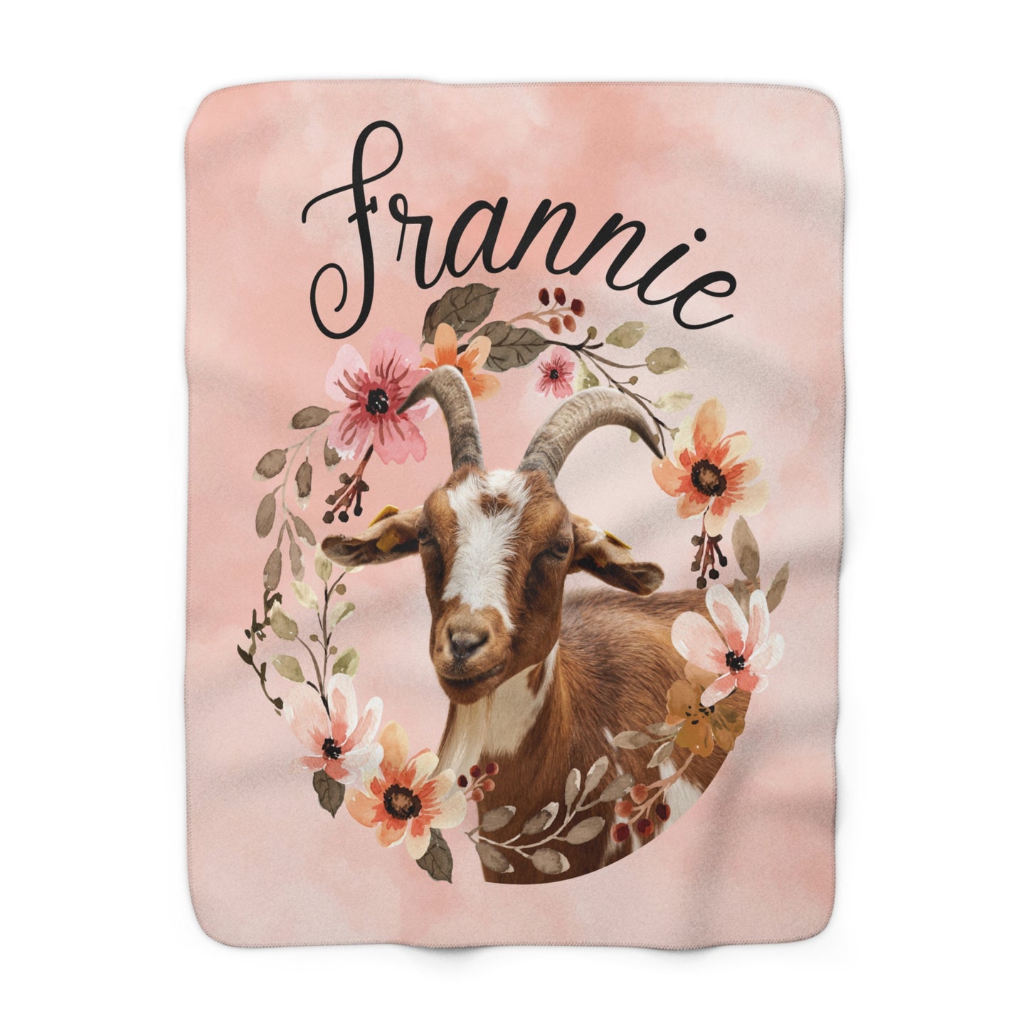 Sherpa Fleece Blanket Personalized Vintage Floral Frame Animal Photo Name