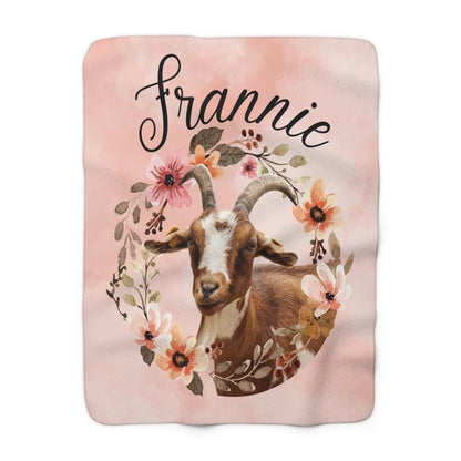 Sherpa Fleece Blanket Personalized Vintage Floral Frame Animal Photo Name