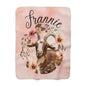 Sherpa Fleece Blanket Personalized Vintage Floral Frame Animal Photo Name