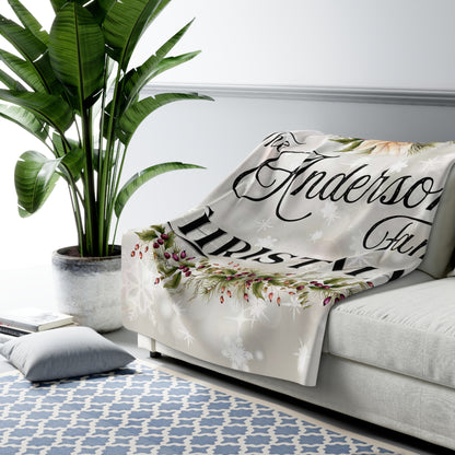 Sherpa Fleece Blanket - Rustic Family Christmas Holiday