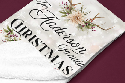 Sherpa Fleece Blanket - Rustic Family Christmas Holiday
